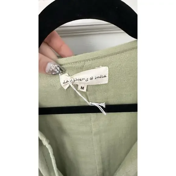 Daughters of India Women's Kyra Mini Dress Jade Size Medium Solid Gauze - Picture 5 of 10